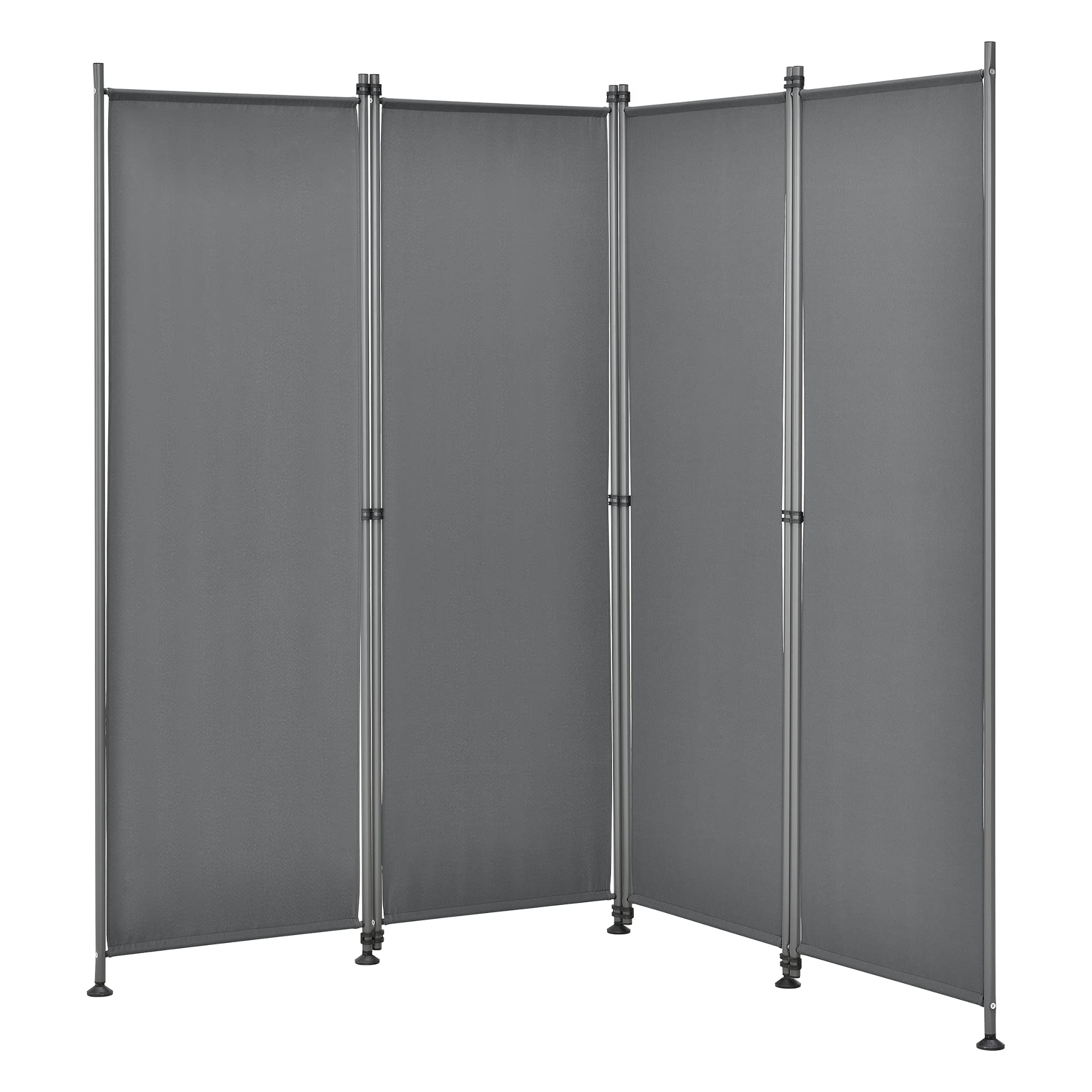 pro.tec Paravento a 4 Pannelli da Esterno e Interno Parete Divisorio Separè con Telaio in Acciaio Struttura Pieghevole Schermo Separatore (AxL) 170x215 cm - Grigio Medio