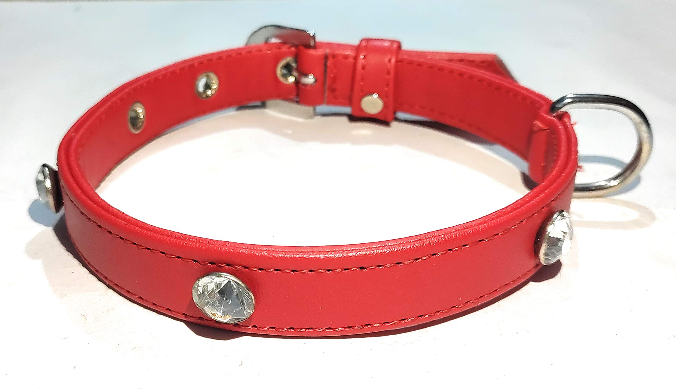 Tame Love Designer Imported Adjustable Stone Studded Fancy Dog Collar Belt with Quick Release Buckle for Large Dogs for All Breeds (1.25 inches - Red Color) (B08G1Q4Y52) Amazon Price History, Amazon Price Tracker