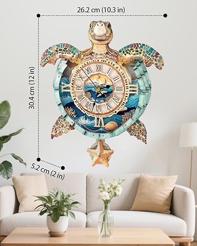 Miniatura 2 de Rompecabezas 3D para adultos, rompecabezas 3D de tortuga marina (con péndulo), rompecabezas de madera para adultos, decoración de pared para el