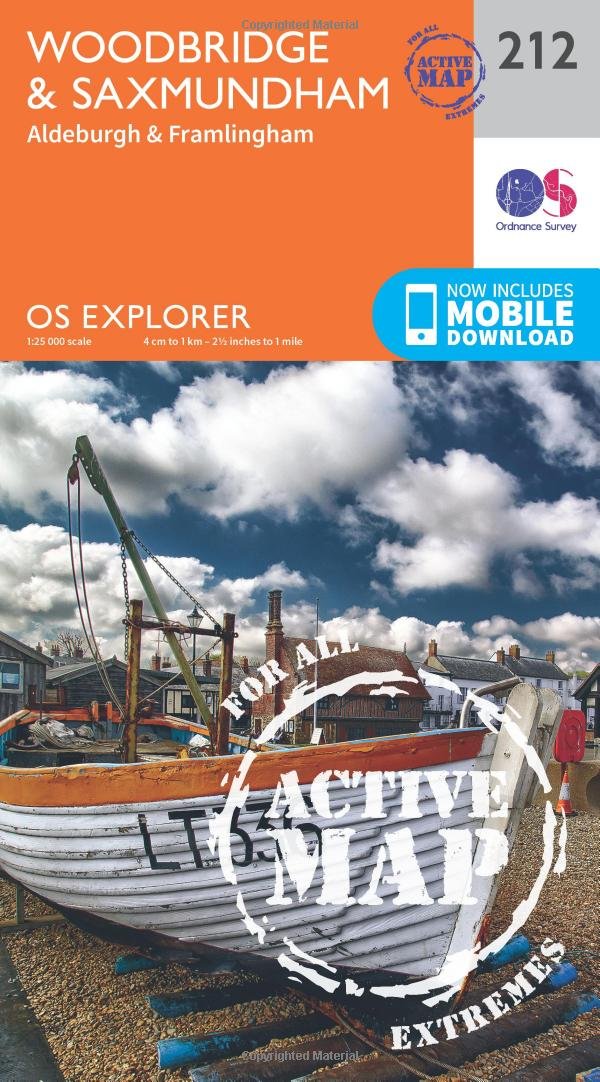 Woodbridge & Saxmundham Map | Weatherproof | Aldeburgh & Framlingham | Ordnance Survey | OS Explorer Active Map 212 | England | Walks | Hiking | Maps | Adventure