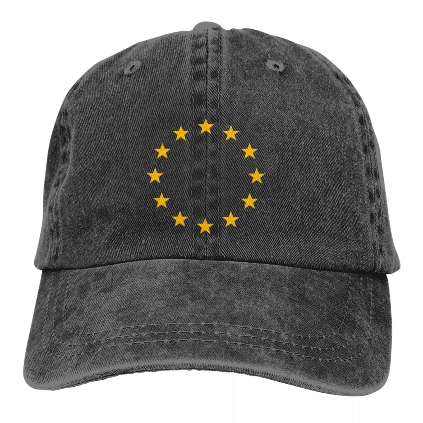 QIYAEUA Baseball Cap Europe European Union EU Stars Baseball Caps Peaked Cap National Flag Sun Shade Cowboy Hats for Men Trucker Dad Hat