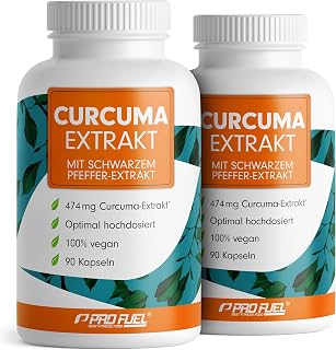 Kurkuma Kapseln - 180 vegane Kapseln mit 474 mg Kurkuma Extrakt, davon 95% Curcumin - mit schwarzem Pfeffer-Extrakt - laborgeprüft mit Analyse-Zertifikat - 100% vegan - Vorrat für 360 Tage