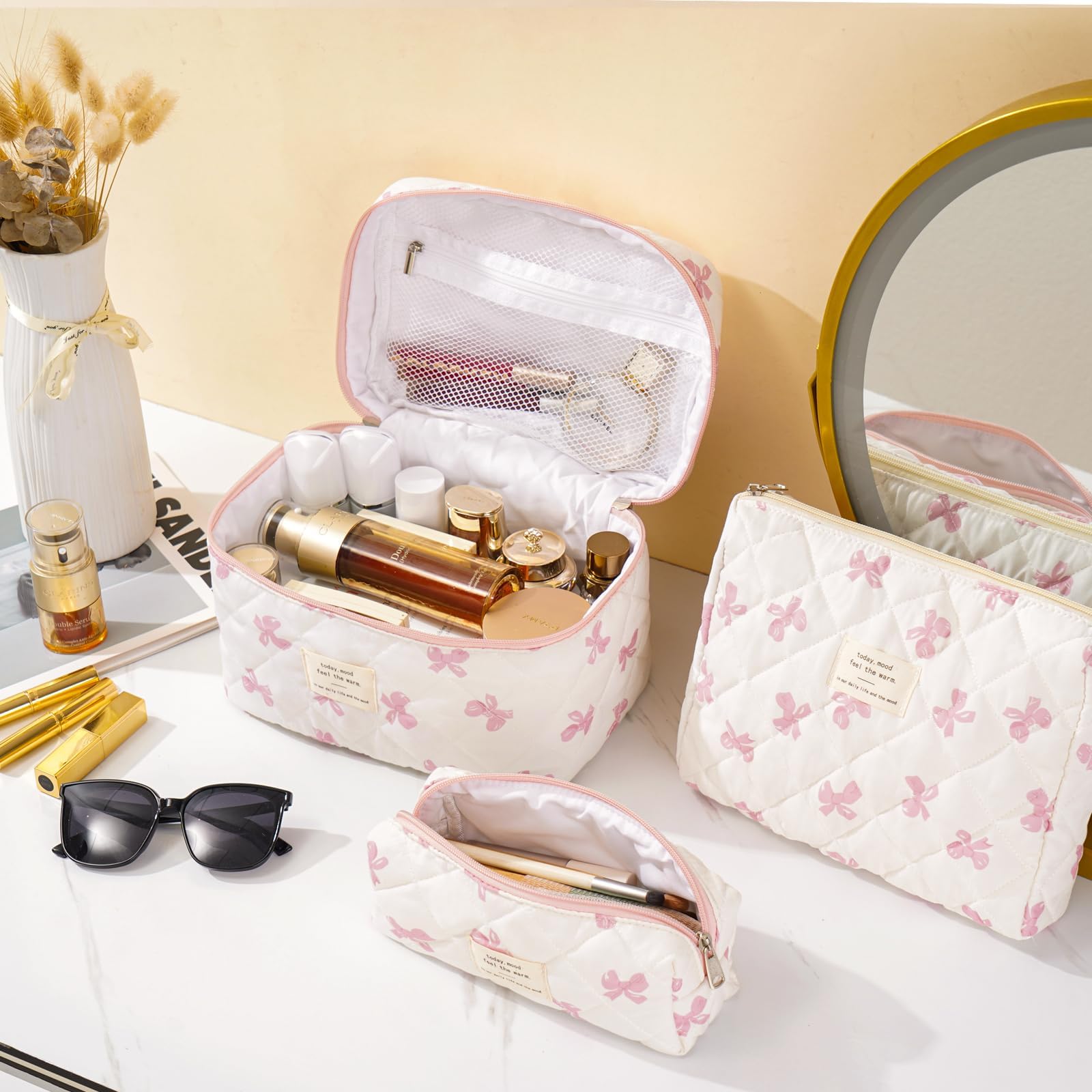 UUYUUY Quilted Cotton Makeup Bag Organizer