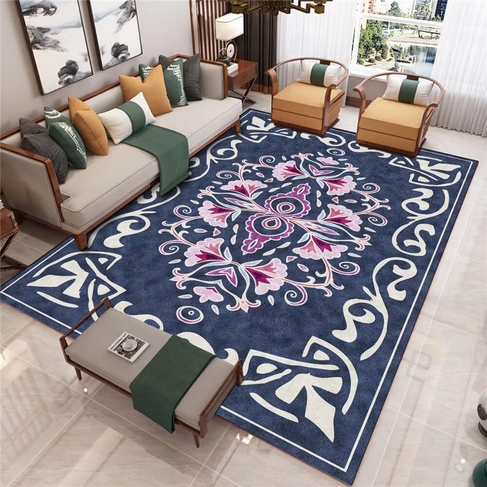Tapis doux bleu 90x150cm résolvant le problème des sols froids en chambre enfant
