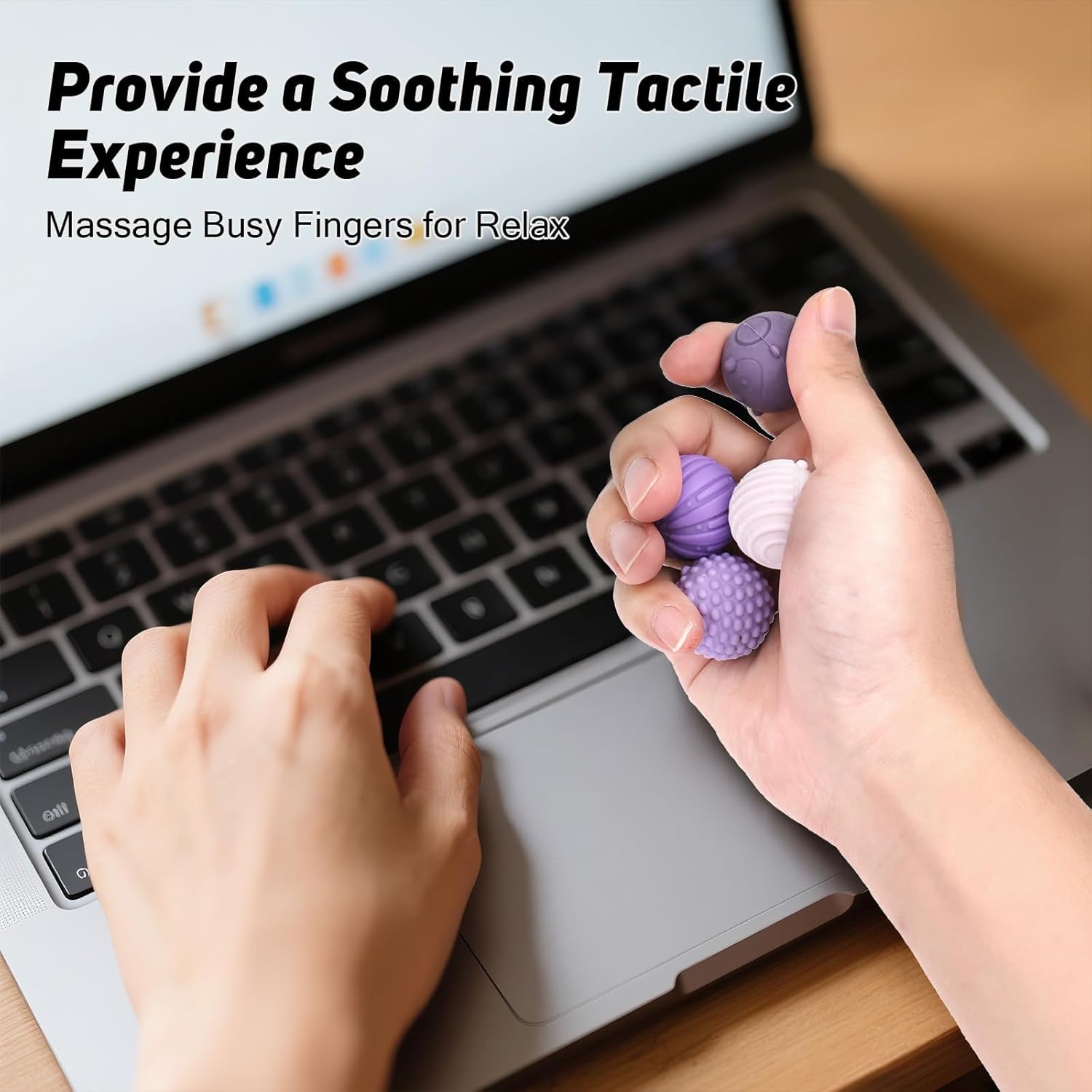 RYACO Magnetic Fidget Balls for Adults & Teens with Autism ADHD Anxiety，4 pcs Texture Silicone Stress Relief Sensory Toys，Quiet Office Desk Fidgets Stocking Stuffers for Calm Down (Purple)
