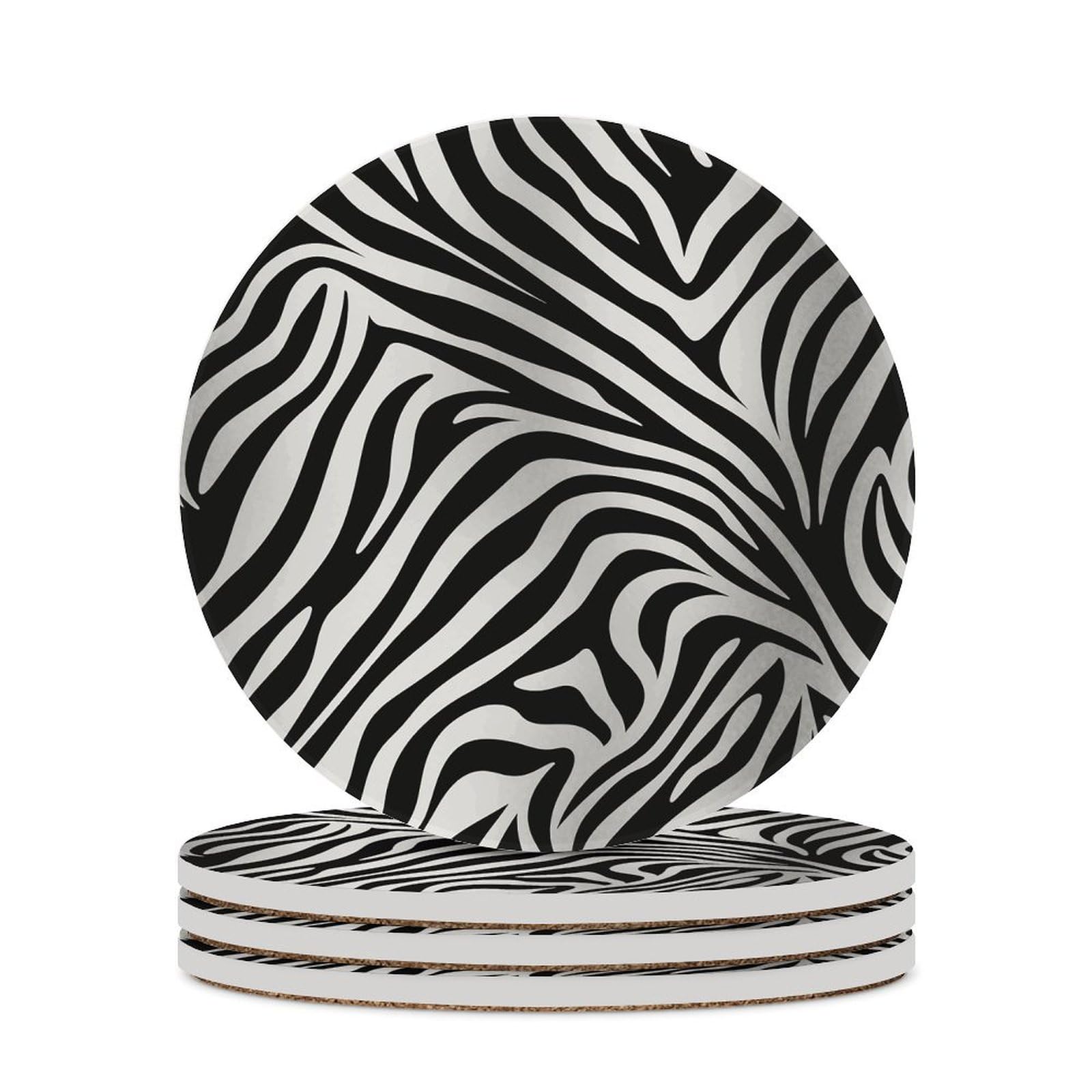 Dessous de verre imprimé zèbre antidérapant pour décoration de bureau et protection de table