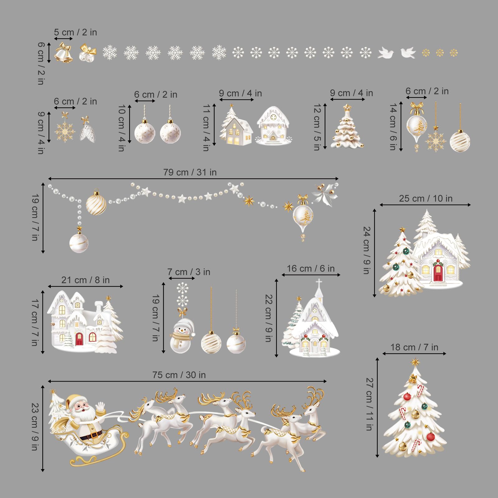 wondever 3D Christmas Snow House Window Clings Christmas Santa Claus Reindeer Glass Sticker Decal Anti Collision Double-Side Static Window Stickers for Glass Xmas Party - Image 4