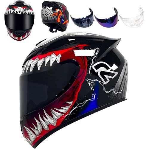 Full Face Motorcycle Helmet Racing Motocross Helmets with Pinlock Compatible Clear&Tinted Visors DOT Model Approved Street Bike Helmet