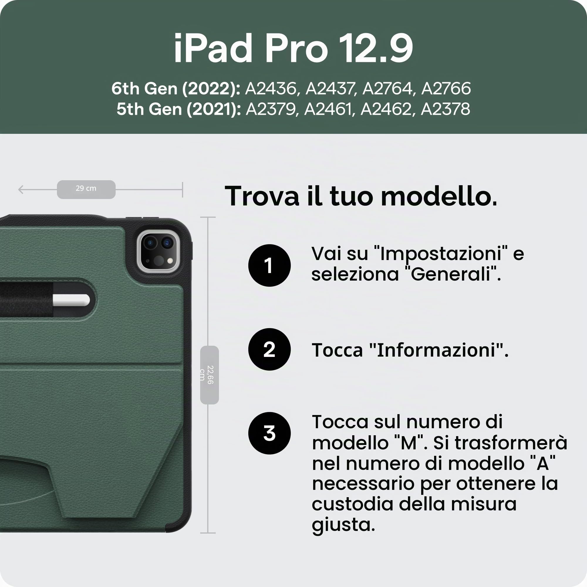 ZUGU Case Cover per iPad Pro 12.9 pollici 5a/6a Gen. 2021/22 [Nero] | Custodia Protettiva Sottile - Supporto Magnetico Regolabile 10 Angoli - Porta Pencil con Ricarica Wireless - Auto Sleep/Wake