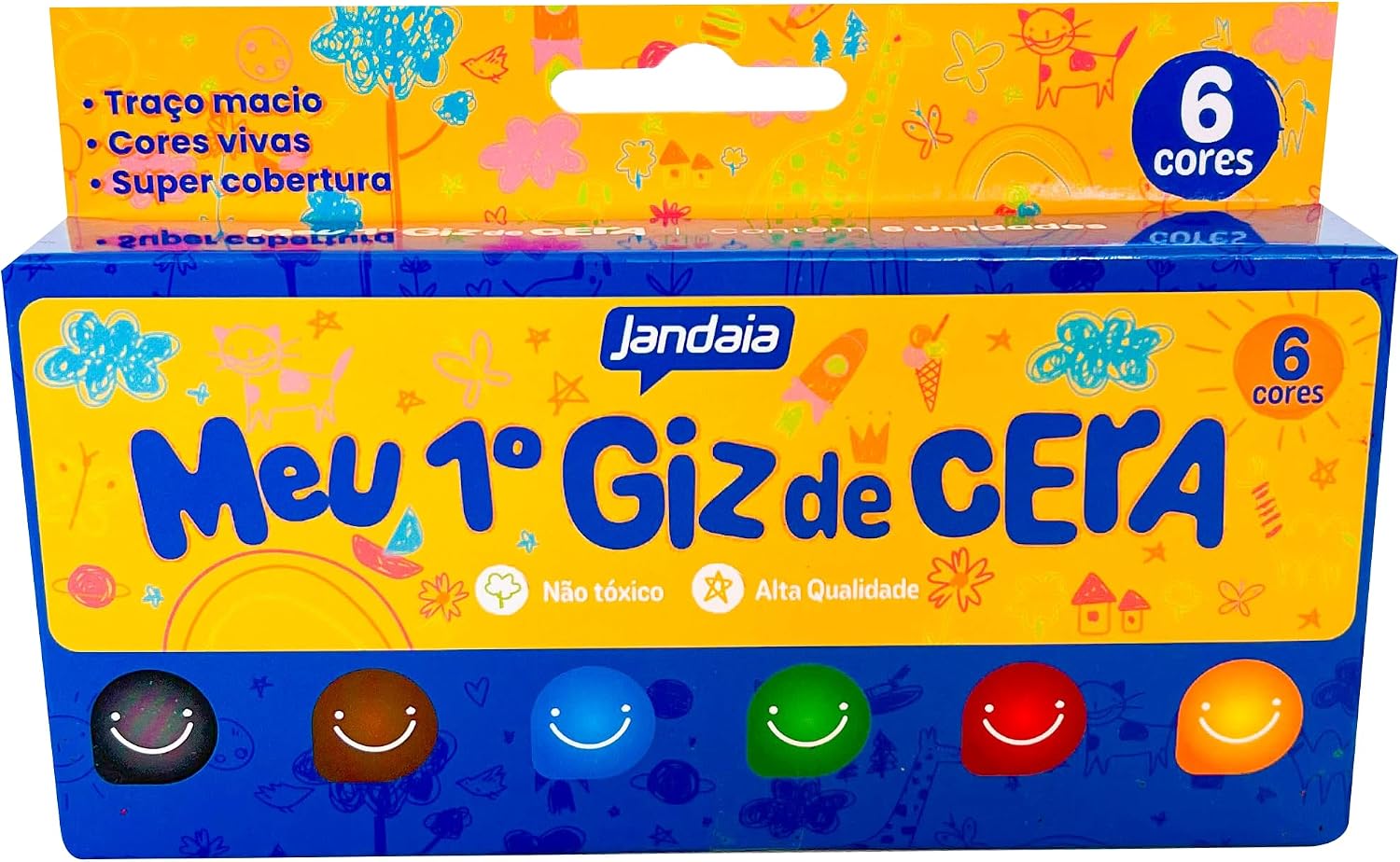 Giz de cera "Meu 1º giz" 06 cores - Jandaia