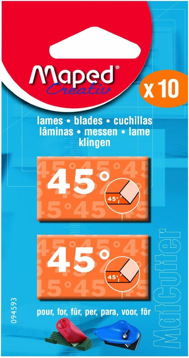 Maped MatCutter 45 Degree Replacement Blades for Beveled Cuts, 10 Steel Blades per Pack (094593)