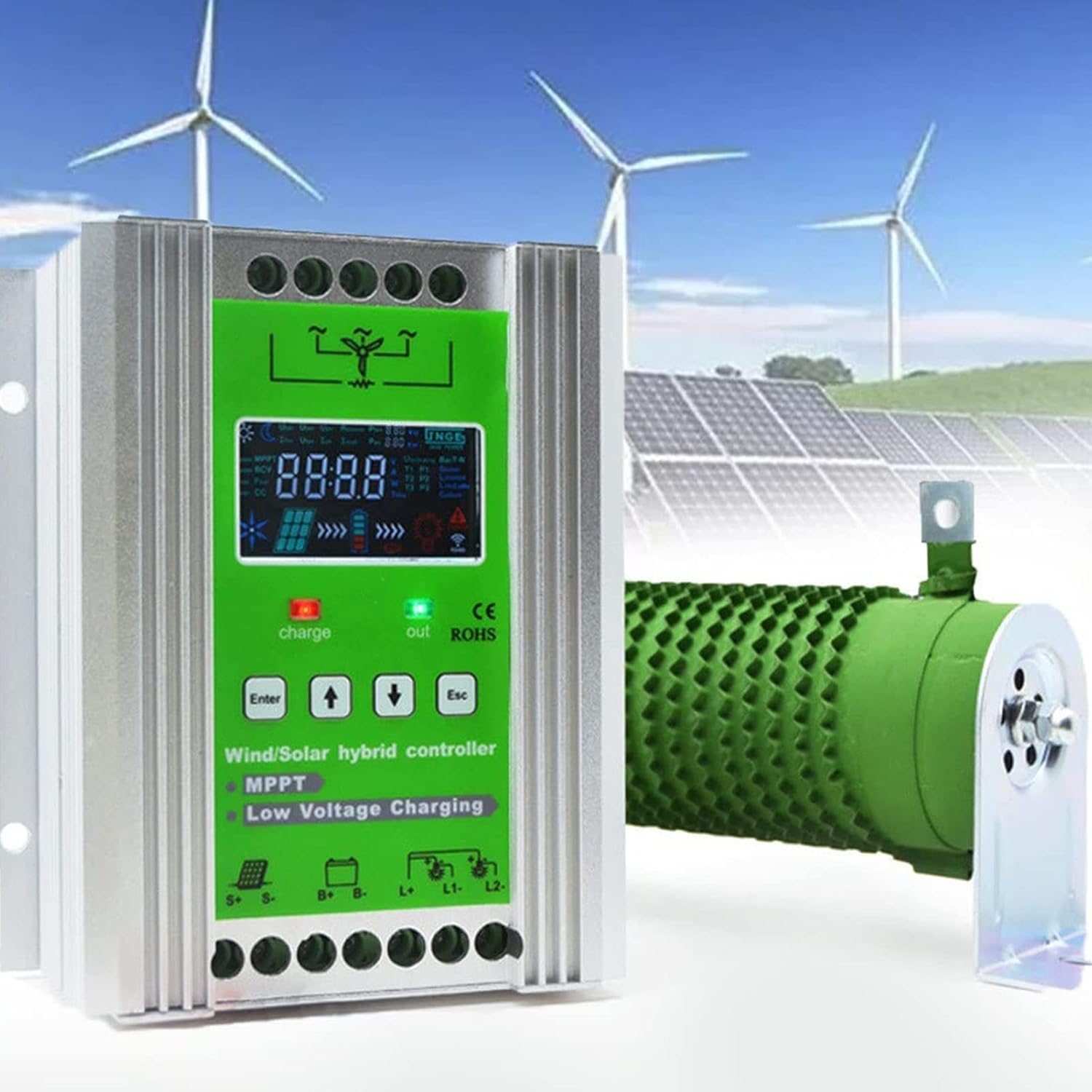 Hybrydowy Kontroler ładowania Wiatru Słonecznego Z Obciążeniem Zrzutu Dla Generatora Turbiny Wiatrowej O Maksymalnej Mocy 800 W Panel Słoneczny O Mocy 800 W Akumulator 12 V, 12V, 800W