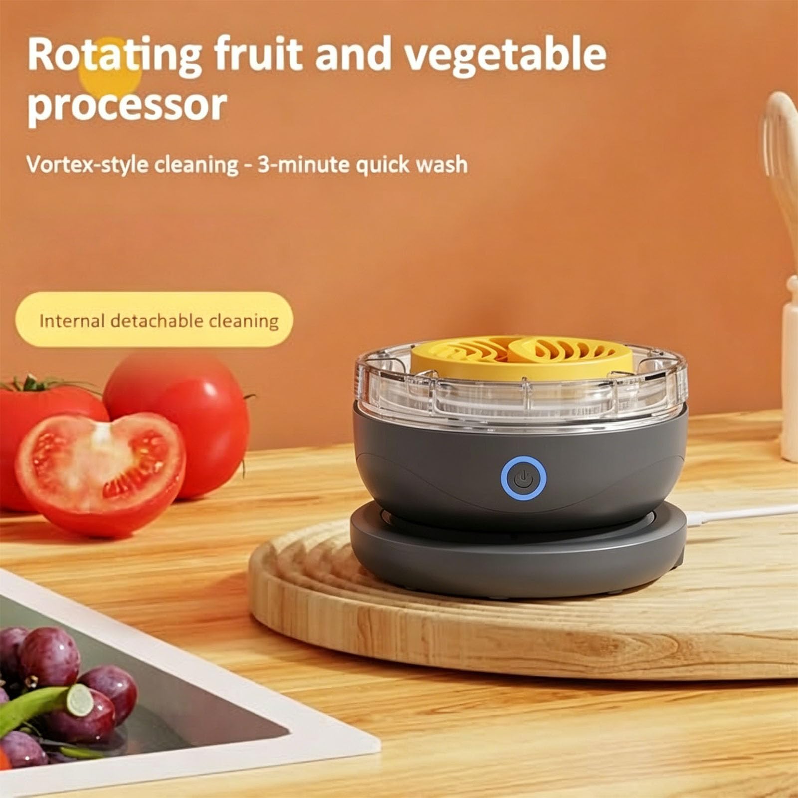Purificatori Alimentari da Cucina Portatili con Batteria da 3600 mAh e Base Ricarica Magnetica Dispositivo Pulizia elettrolitica Macchina per la Pulizia elettrolitica
