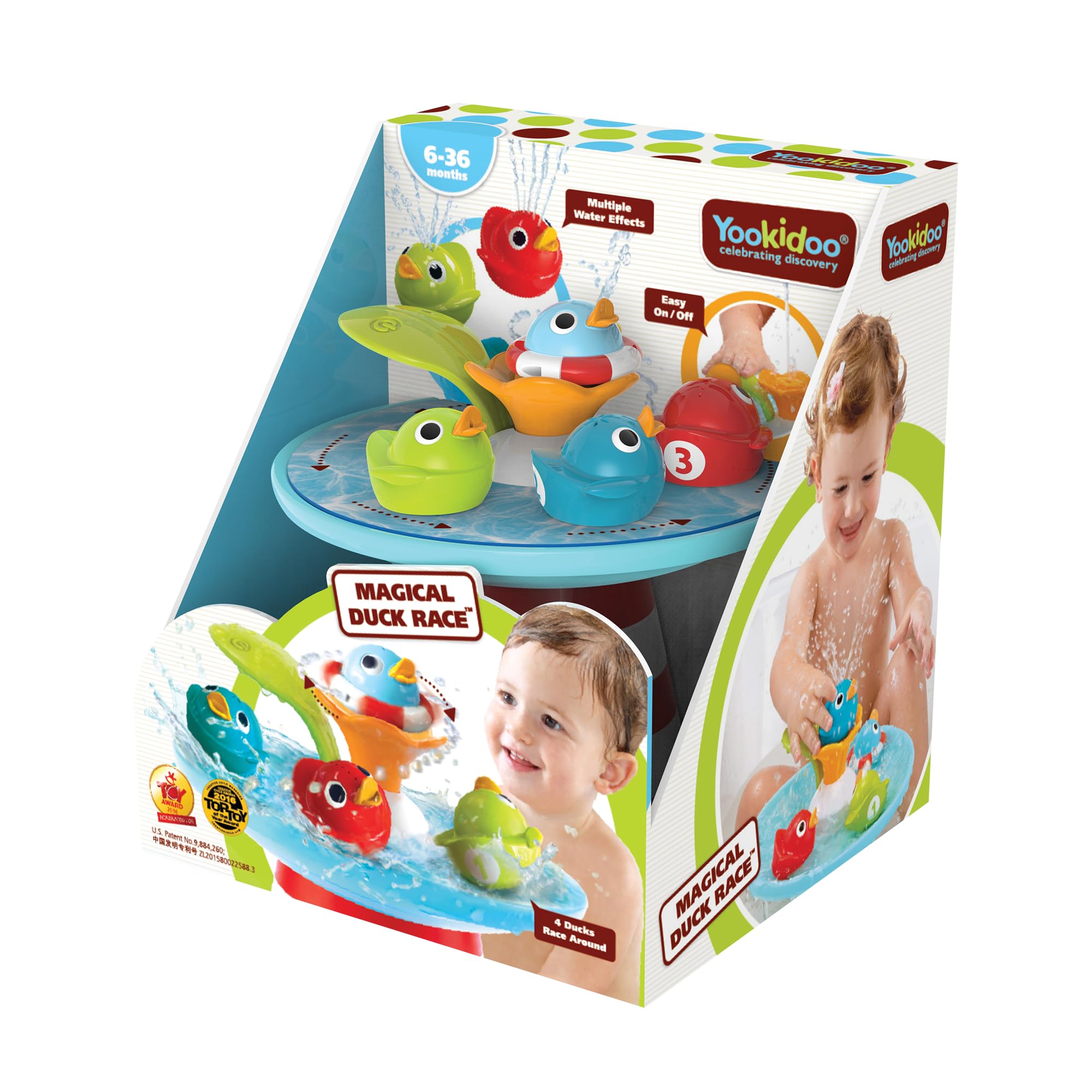 Yookidoo Black Bath Toy - Magical Duck Race With Auto Fountain, Water Pump, And 4 Racing Ducks. Kids And Toddlers Tub Game.