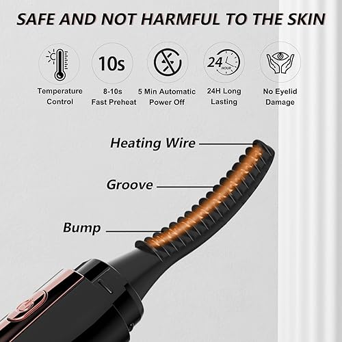 Miniatura 2 de Rizador de pestañas calentado, rizador de pestañas eléctrico recargable, rizador de pestañas de ojos, elevación de pestañas, 4 modos de temperatura,