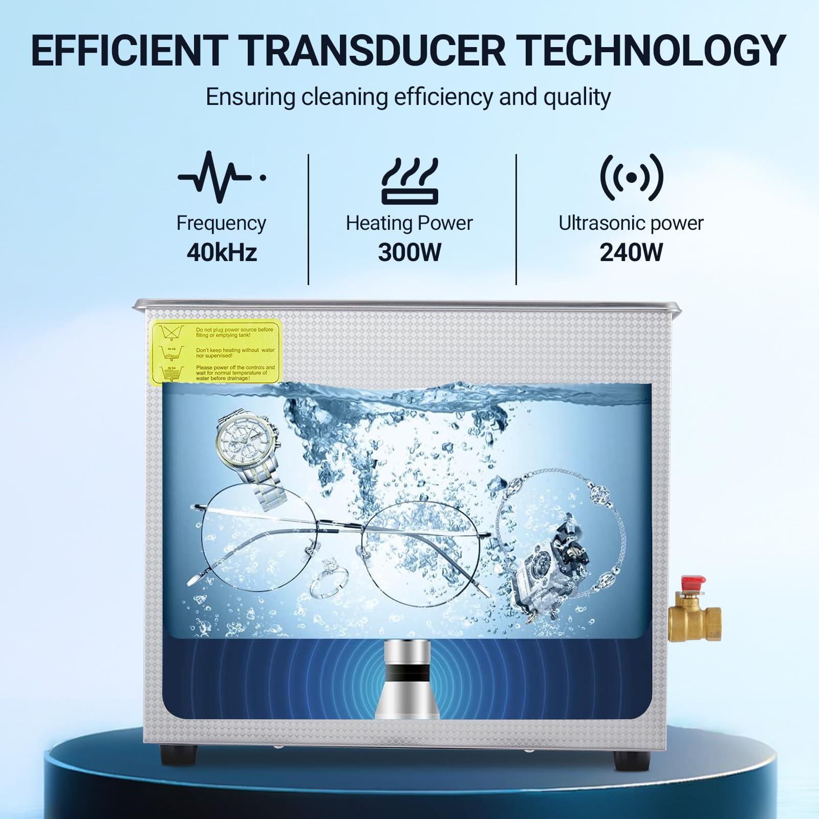 GarveeTech Commercial Ultrasonic Cleaner, 10L Professional Ultrasonic Cleaner, 40kHz with Digital Timer&Heater, 240w Excellent Cleaning Machine for Watch Eyeglasses Rings
