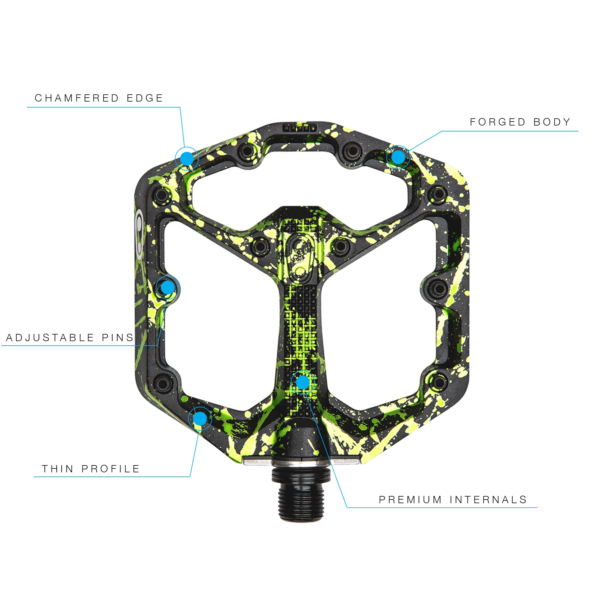 Crankbrothers Stamp 7 Mountainbike-Pedale - Splatter-Kollektion - MTB Enduro DH BMX konkave Plattform - Flaches Paar Fahrrad-Mountainbike-Pedale (verstellbare Stifte im Lieferumfang enthalten)