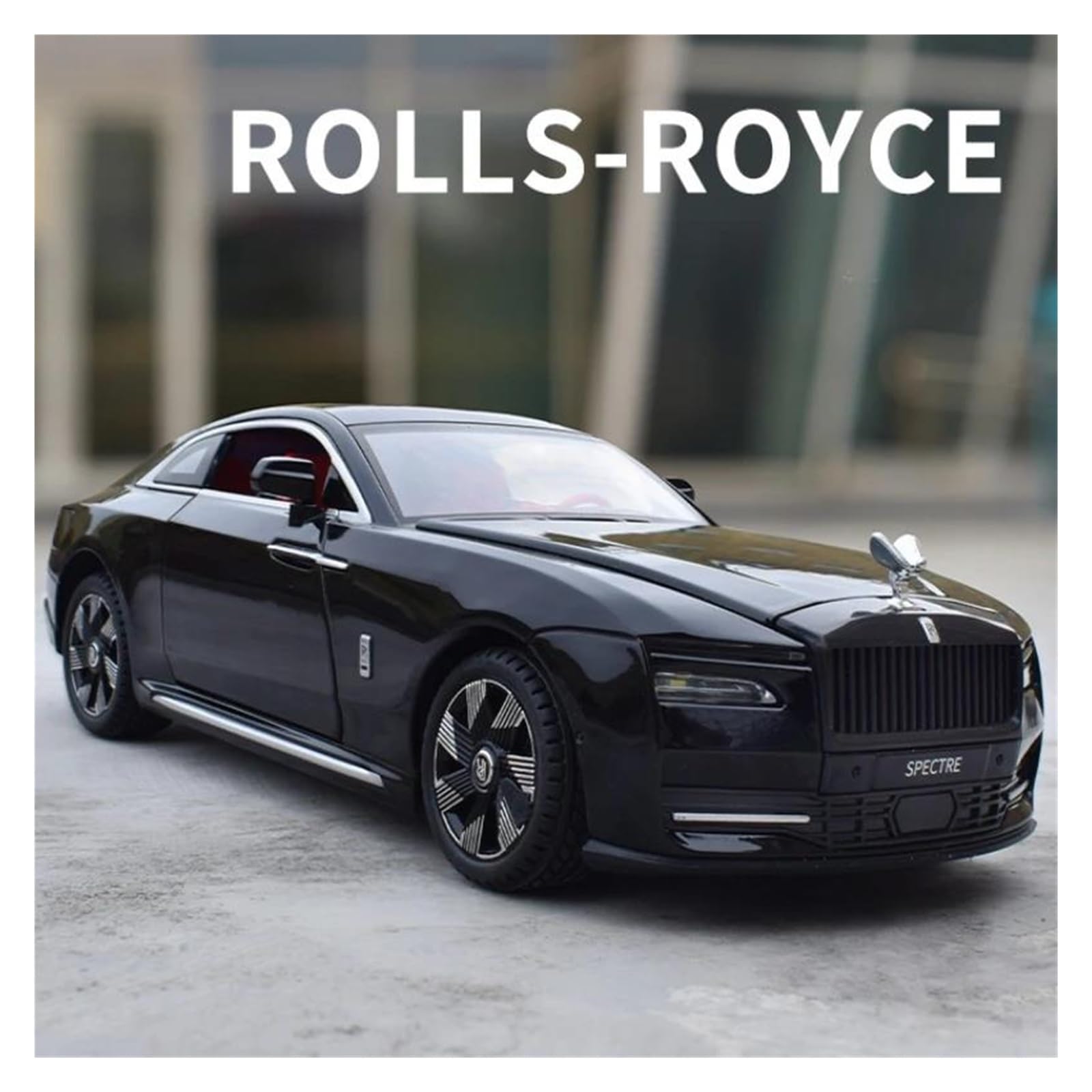 Veicoli a Motore in Scala Modello di Auto in Lega in Scala 1/24 for Rolls Royce Spectre, Modello in Metallo Decorazione for La Casa Ornamenti Modello di Auto Replica(Black)