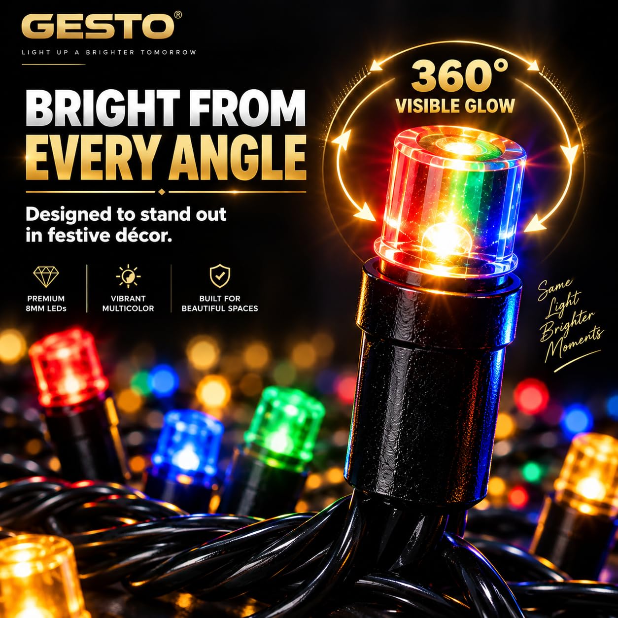 Gesto 55m LED String Lights - Multicolor & 8 Modes -5