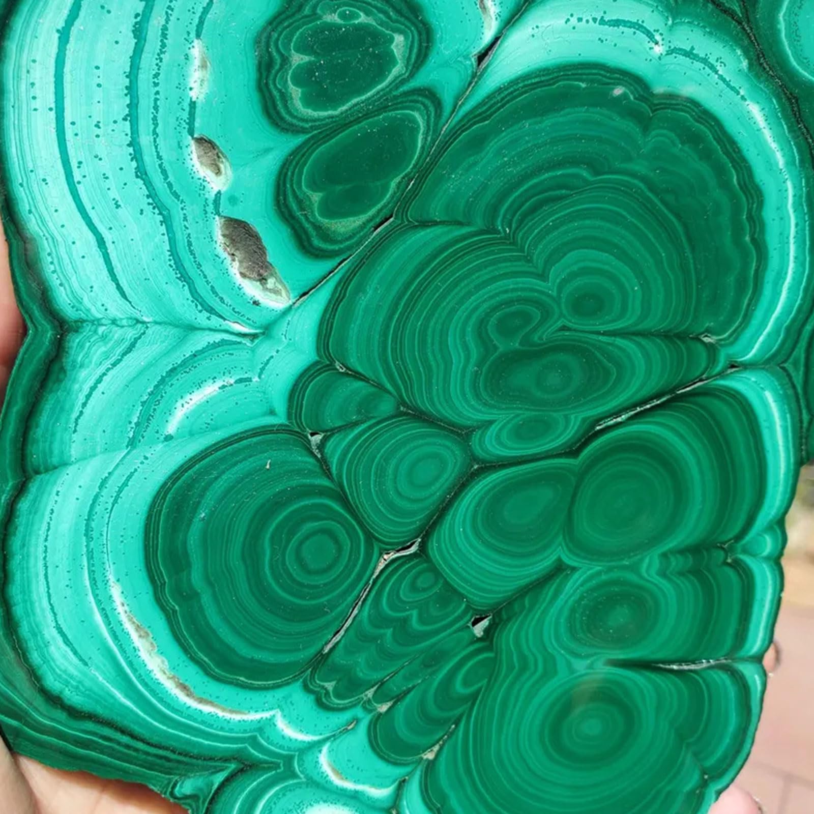 Fette di Cristallo di Malachite Naturale 1PC Campione Minerale Verde Pietra Grezza Irregolare per la Meditazione Reiki Fai-da-Te lucidata, la Decorazione della casa,300~400g