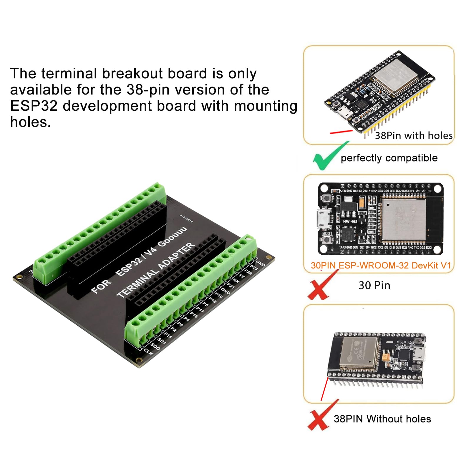diymore 3 pezzi per ESP32 Breakout Board 1 into 2 per scheda di sviluppo 38 pin