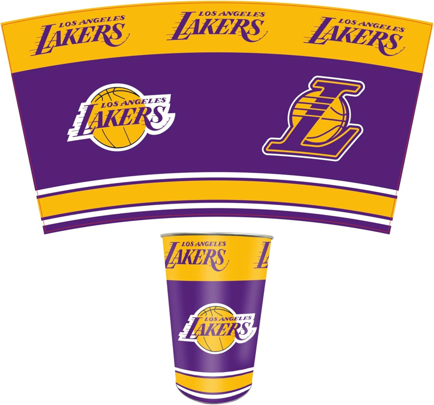 FANMATS 34768 NBA - Los Angeles Lakers Wastebasket | Yellow | 15"x10" | Wordmark and Basketball Primary Logo