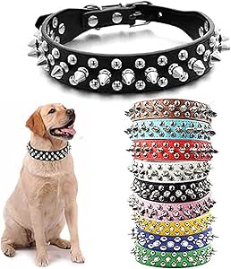 Buy Woofy PU Leather Adjustable Spiked Studded Dog Collar 3" Wide Pitbull Boxer Mastiff, Sharp Spiked Studded Dog Leather Collar For Large Pet Dog Online At Low Prices In India - Foto 8