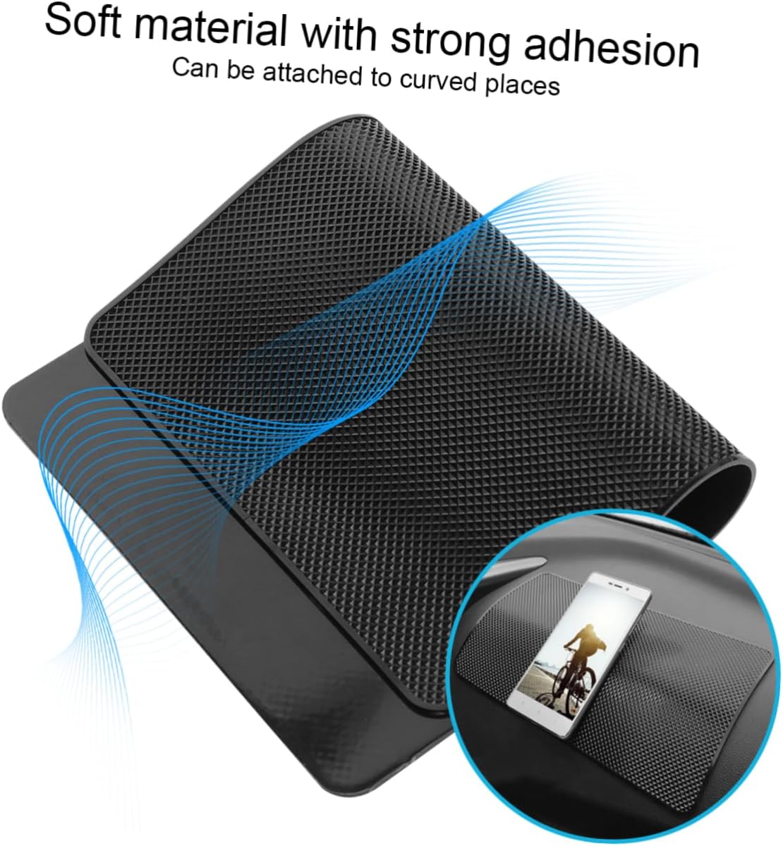 Cabilock 2PCS Non Slip Dashboard Mats for Mobile Phones Multi Purpose Auto Dashboard Pad Temperature Resistant Washable Reusable Cushion for Car Use Black
