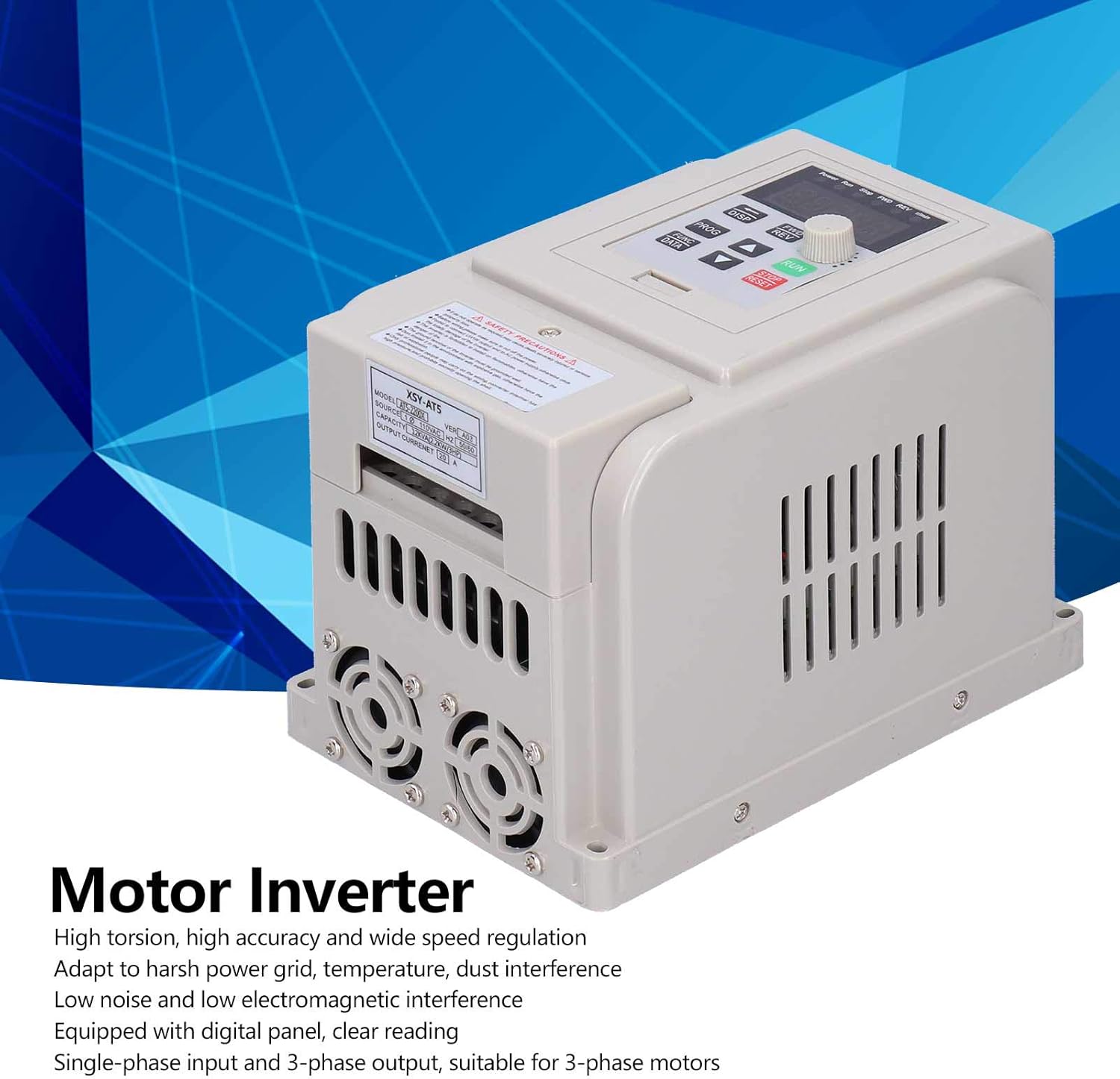 VFD Variable Frequency Drive,AT5‑2200X 2.2KW Variable Frequency Inverter,Input Single-phase 110VAC Output 3‑Phase 220V Motor Speed Controller