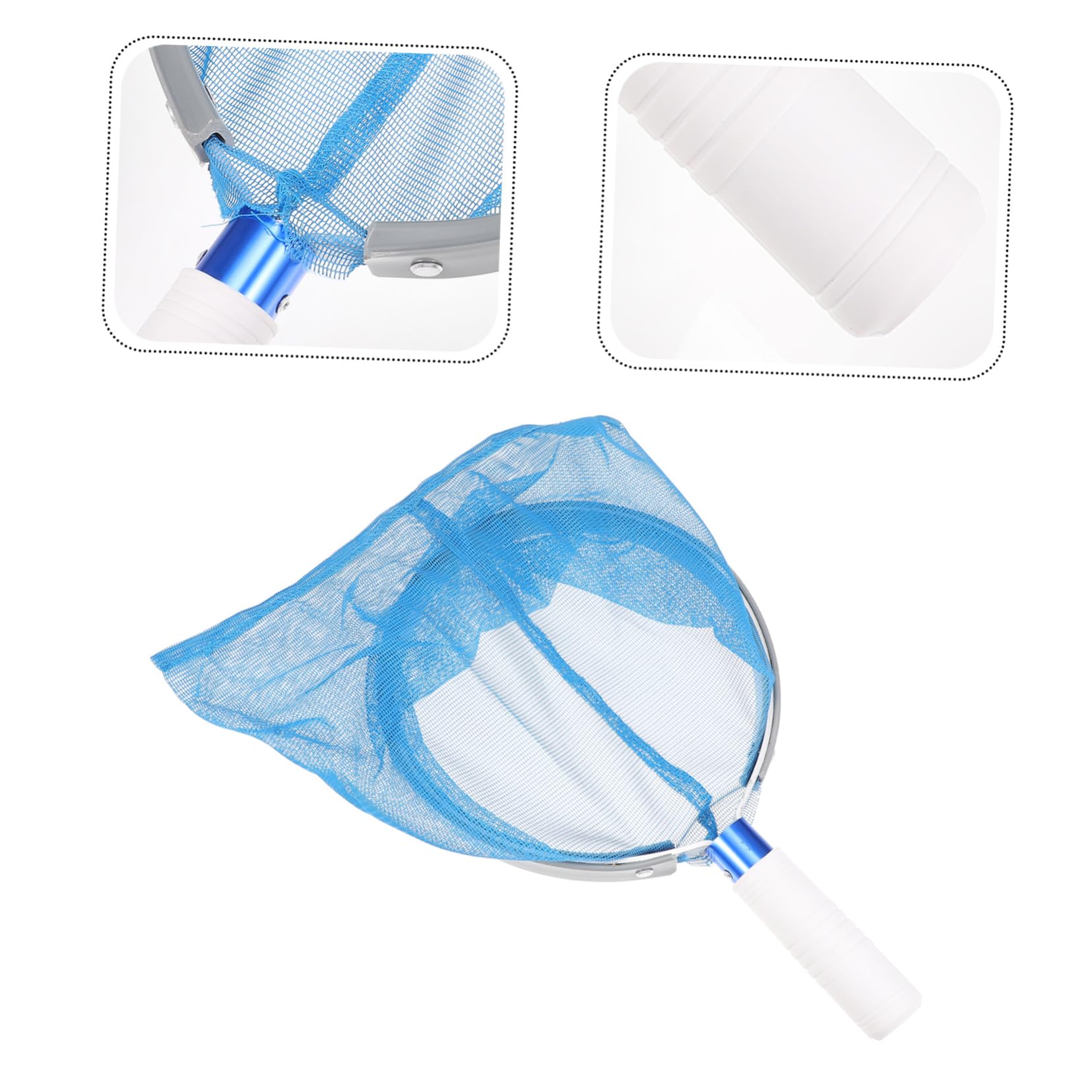 Red de Piscina Mango de Aluminio, Malla Delicada Azul para Recoger Hojas y Residuos, Ligera y Fácil de Montar, Adecuado para Fuente