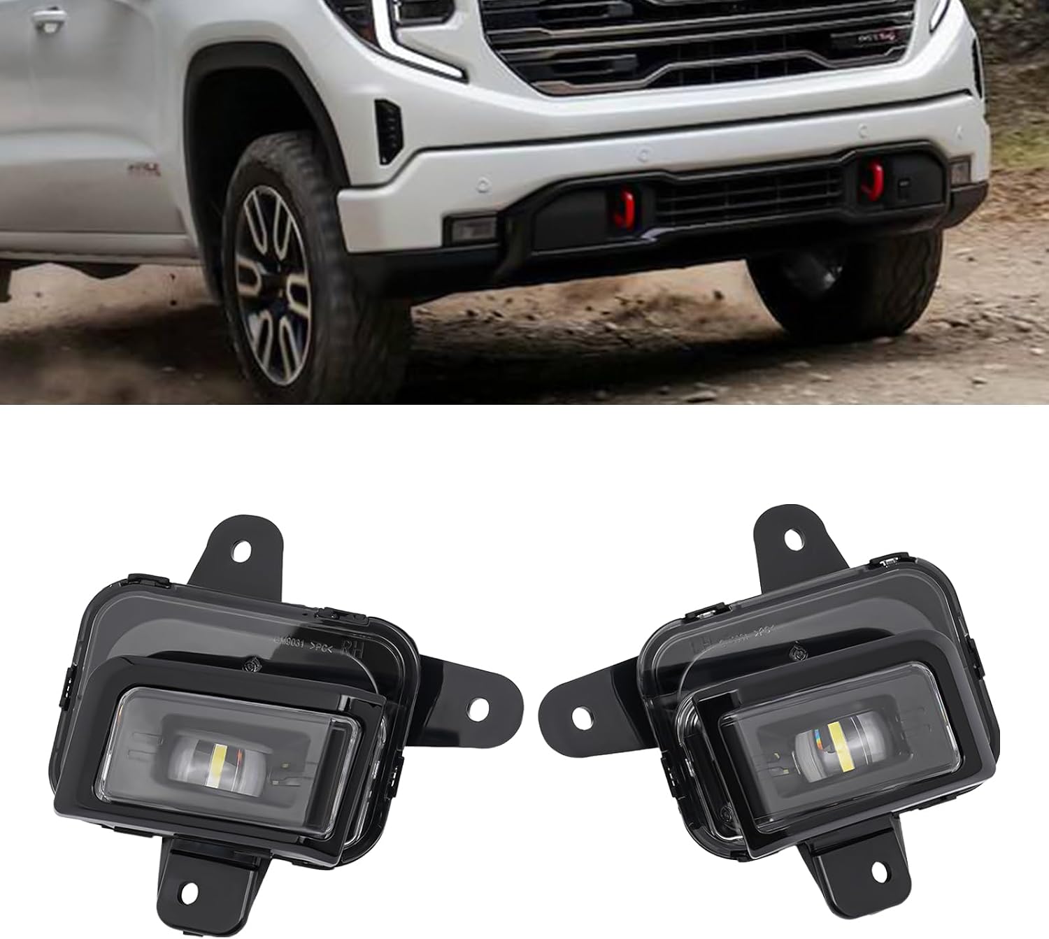 LED Fog Lights Compatible with GMC Sierra 1500 2022 2023 2024 Driving Fog Lamps 12V Black Clear
