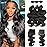 12A Brazilian Human Hair Bundles Body Wave 3 Bundles with Lace Closure 4x4 Free Part 100% Unprocessed Remy Human Hair Bundles with Closure Wet and Wavy Double Weft Natural Color (20 22 24+18)
