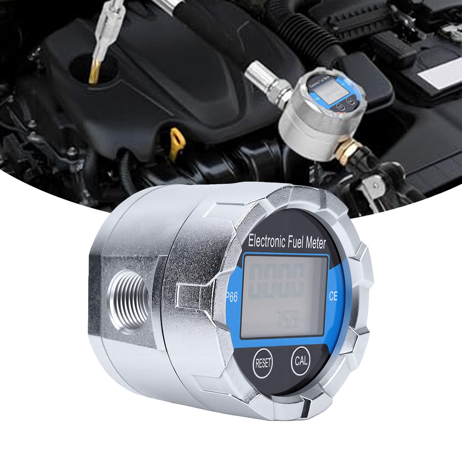 Medidor de Flujo de Carburante Electrónico Medidor de Flujo de Engranajes Digitales de Aluminio Fundido | Precisión de ±0,5% 0,05 a 5,3 GPM Pantalla LCD G1 2 para transferencia de líquidos de alta viscosidad de aceite de motor
