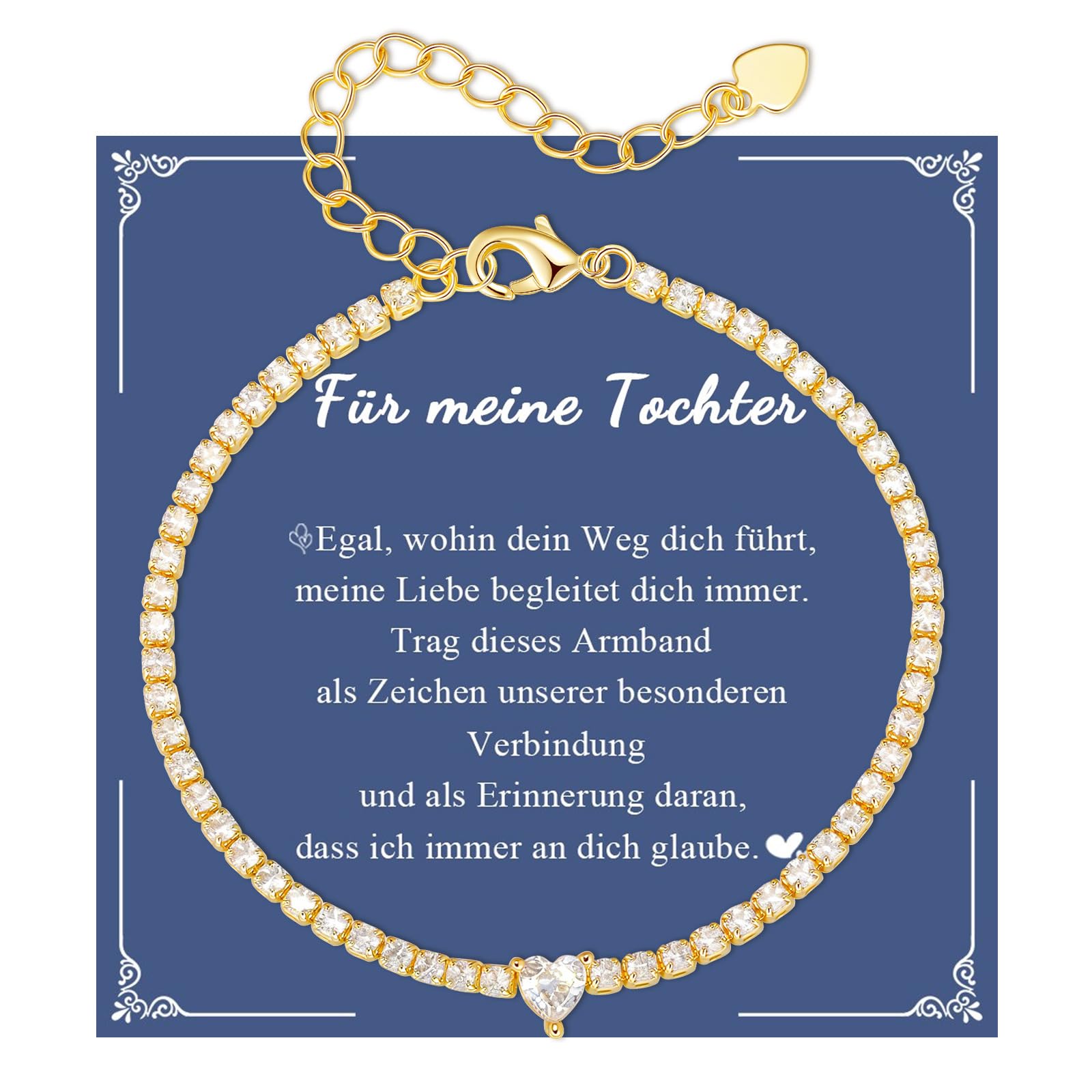VNOX Geschenke für Frauen Herz Armband - Silber Tennisarmband für Mama Gold Armbänder für Werdende Mutter, Freundin Tochter Geschenk Armband für Geburtstag Abschluss