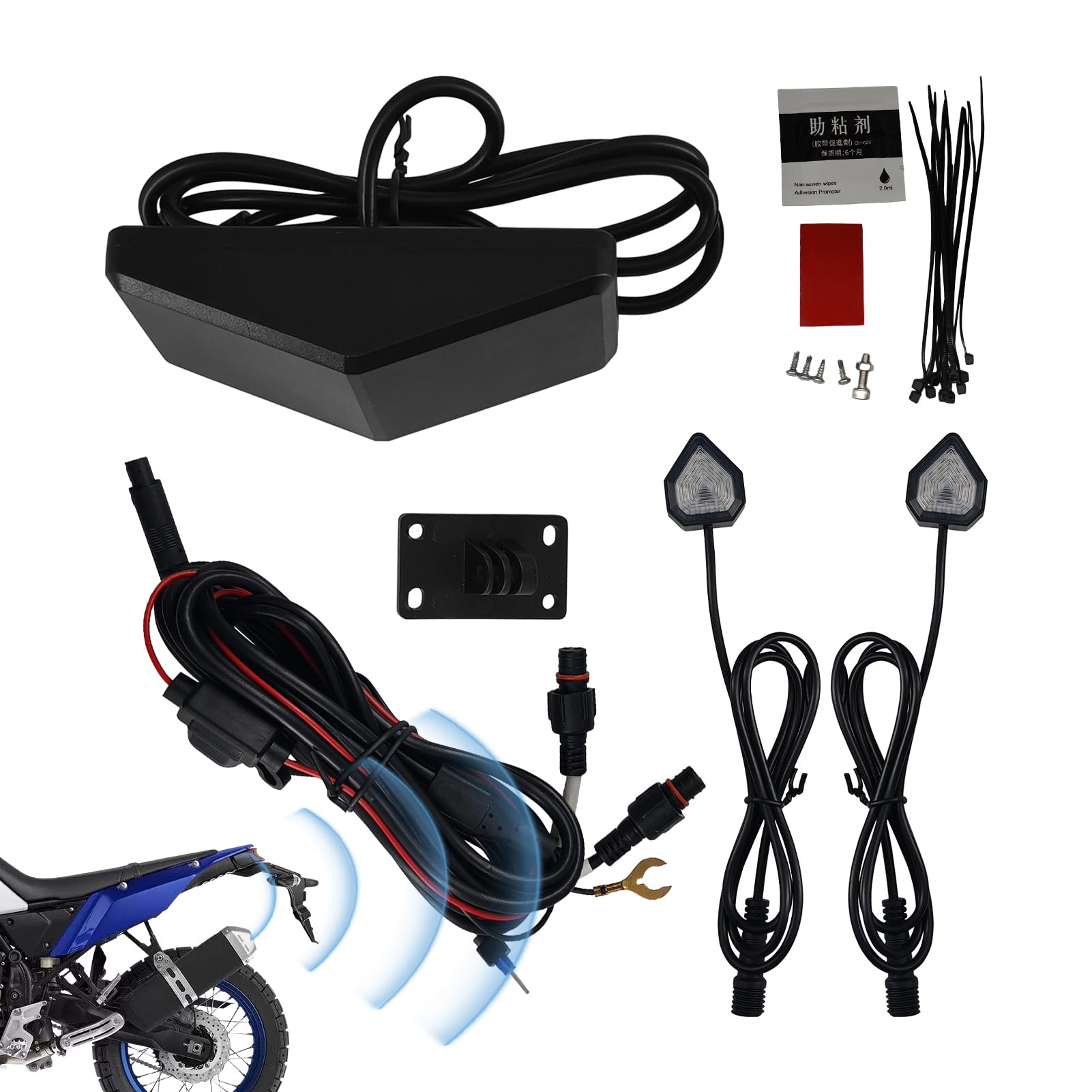 de detección de Sensor de Puntos Ciegos,Sensor de Monitor de Radar de Puntos Ciegos Traseros,Advertencia LED de Puntos Ciegos para Motocicletas 65.62 pies | Kit de detección de