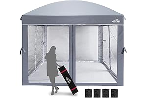 10x10 Canopy Tent with Screen Netting, Pop-Up Gazebo for Deck Parties and Camping