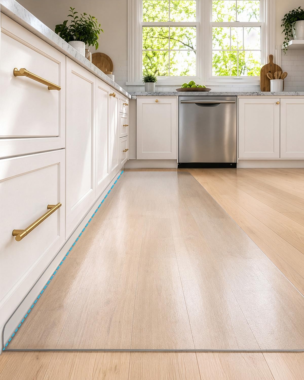 DEXI Plastic Kitchen Runner Rug Ultra Thin 24x60, Vinyl Floor Protector Mat Waterproof, Clear Carpet for Indoor Laundry Hallway Front Sink