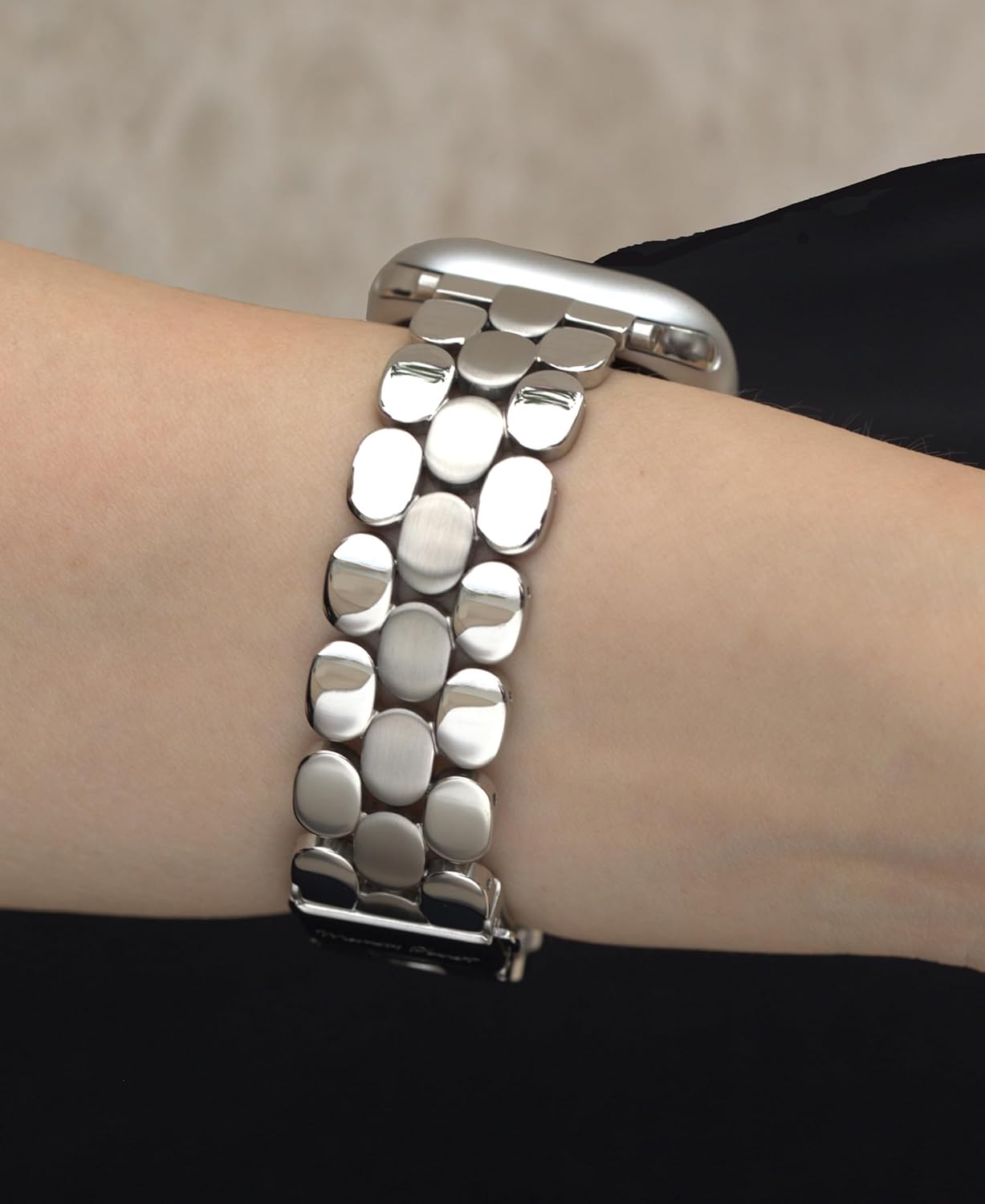 Designer Band for Apple Watch 40mm 41mm 42mm 38mm 44mm 45mm 46mm 49mm for Women, Stainless Steel Dressy Bands Compatible with Apple Watch Series 11,10,Se,9,8,7,6,5,4,3,2,1 for iWatch Silver - Shiny&Brushed 42mm(Series 10 11) & 41mm/40mm/38mm