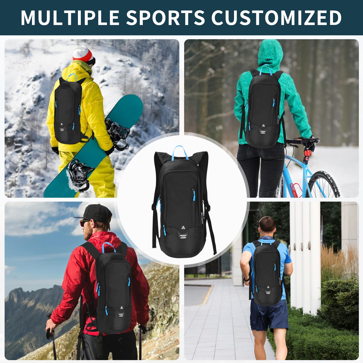 Mochila de ciclismo de 6 L, ultraligera, mochila de hidratación, mochila de ciclismo, impermeable, mochila de esquí para hombre con protección contra la lluvia, pequeña mochila de senderismo para