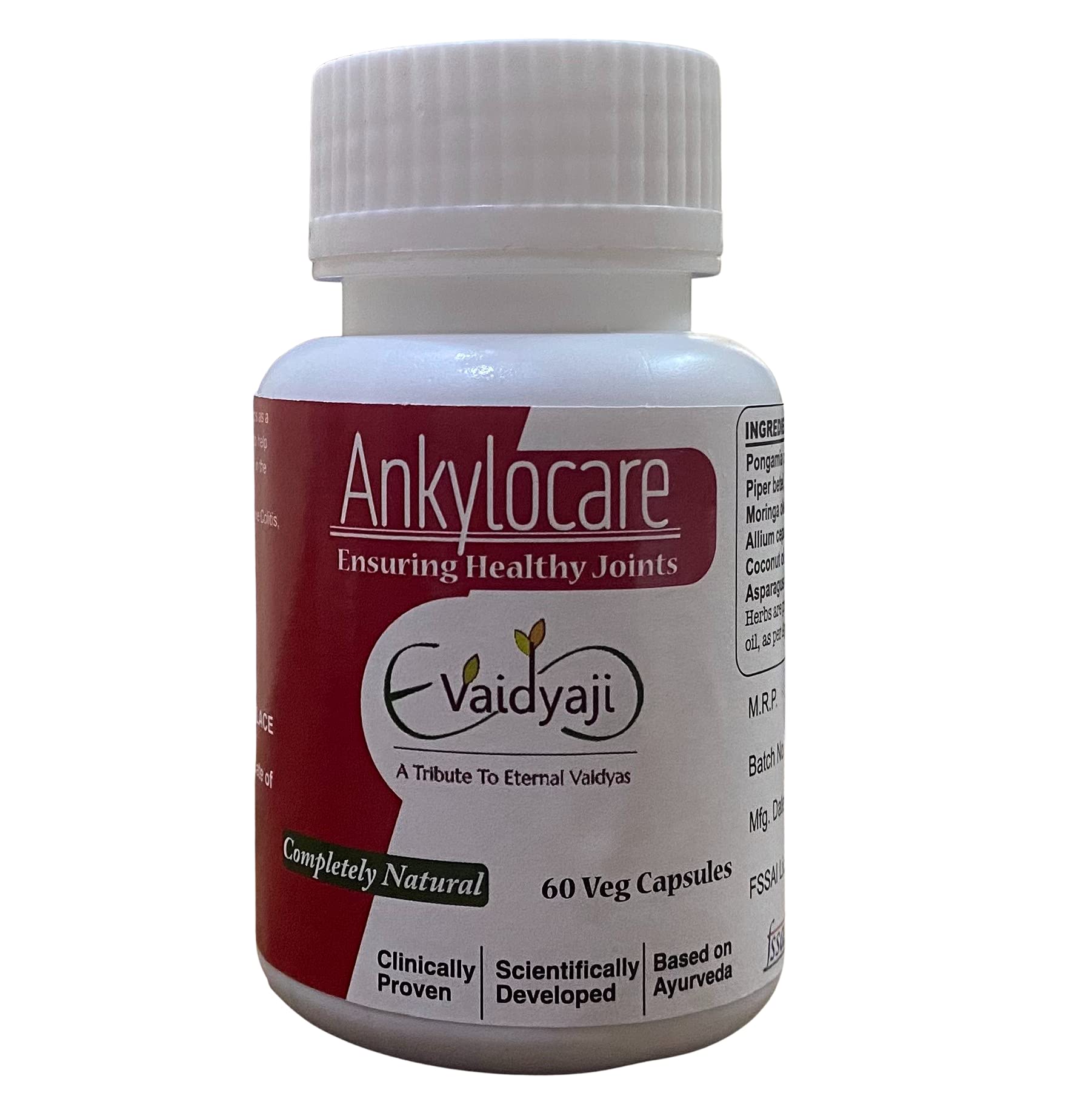 evaidyaji eVadiyaJi Ankylocare Capsule For Joint Health & Mobility | Reduces Joint Pain & Swelling | Improves Blood Supply To The Joints | Maintains Muscular Health (B09BJT2PBW) Amazon Price History, Amazon Price Tracker