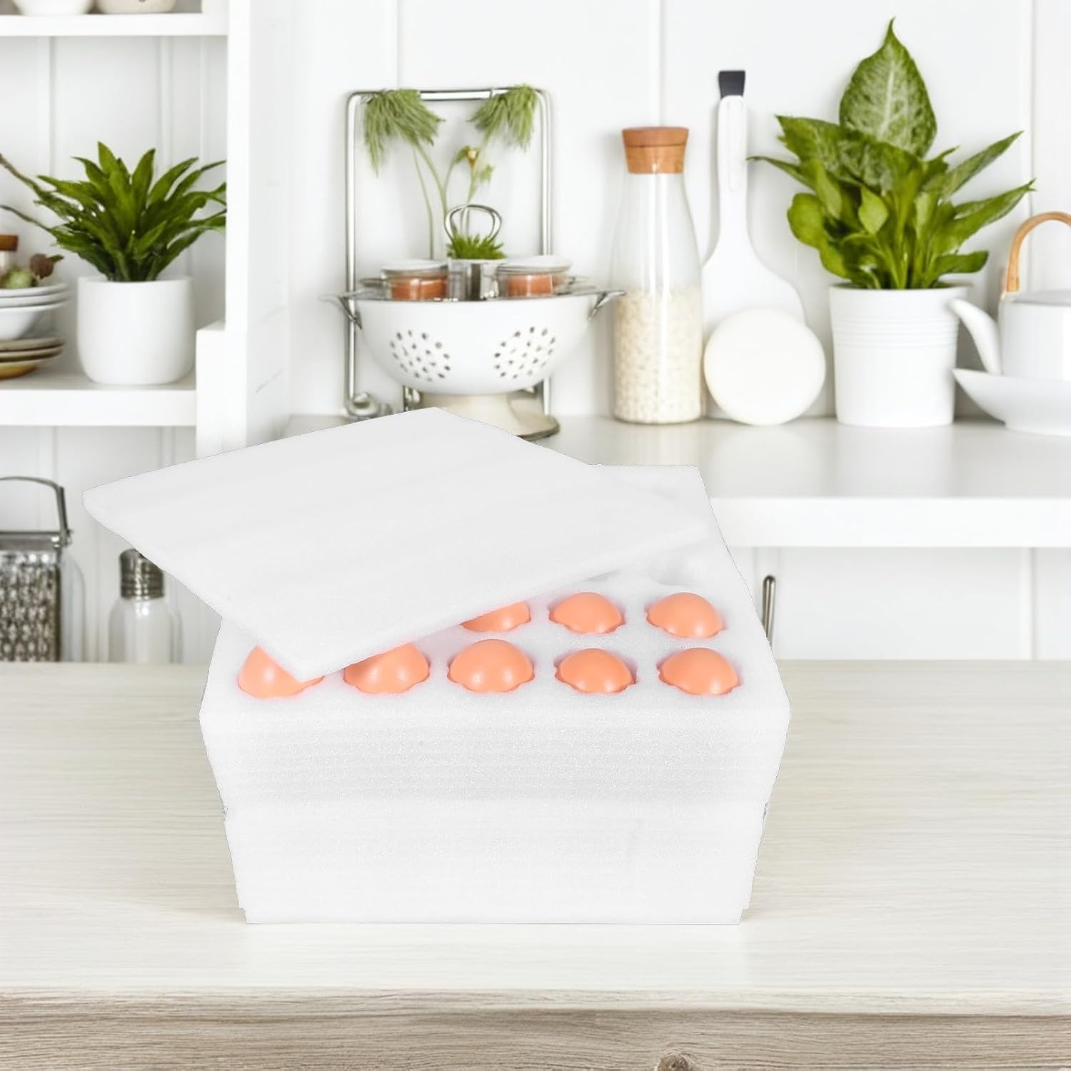 CHILDWEET Epe Foam Egg Tray for Shipping 50-slot Duck Egg Holder Shockproof Waterproof Packaging Protector with Carton Suitable for Refrigerator and Home Use