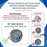 Vista 2 de Aparato de por vida mejorado, 2 pomos W10818230 compatibles con estufa/cocina Whirlpool