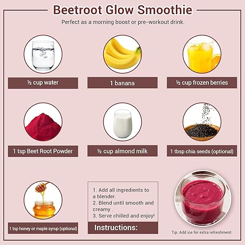 Vista 7 de Original Raw Beet Root Powder 2lb Cold Pressed Beet Superfood Naturally Rich in Plant-Based Nitrates Non-GMO, Vegan, Gluten-Free Supplement