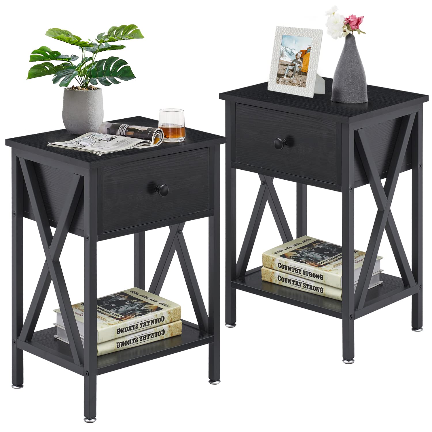 Photo 1 of * item used * item damaged * item missing manual *
Nightstand Modern Side End Tables Night Stand with Bin Drawer for Living Room Bedroom,