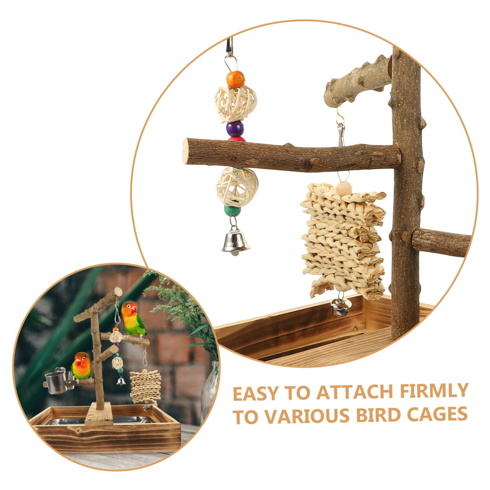 TOYANDONA Soporte de Madera para Periquitos y Juguete para Aves Accesorios de Jaula para Mascotas Estación de y Resistente