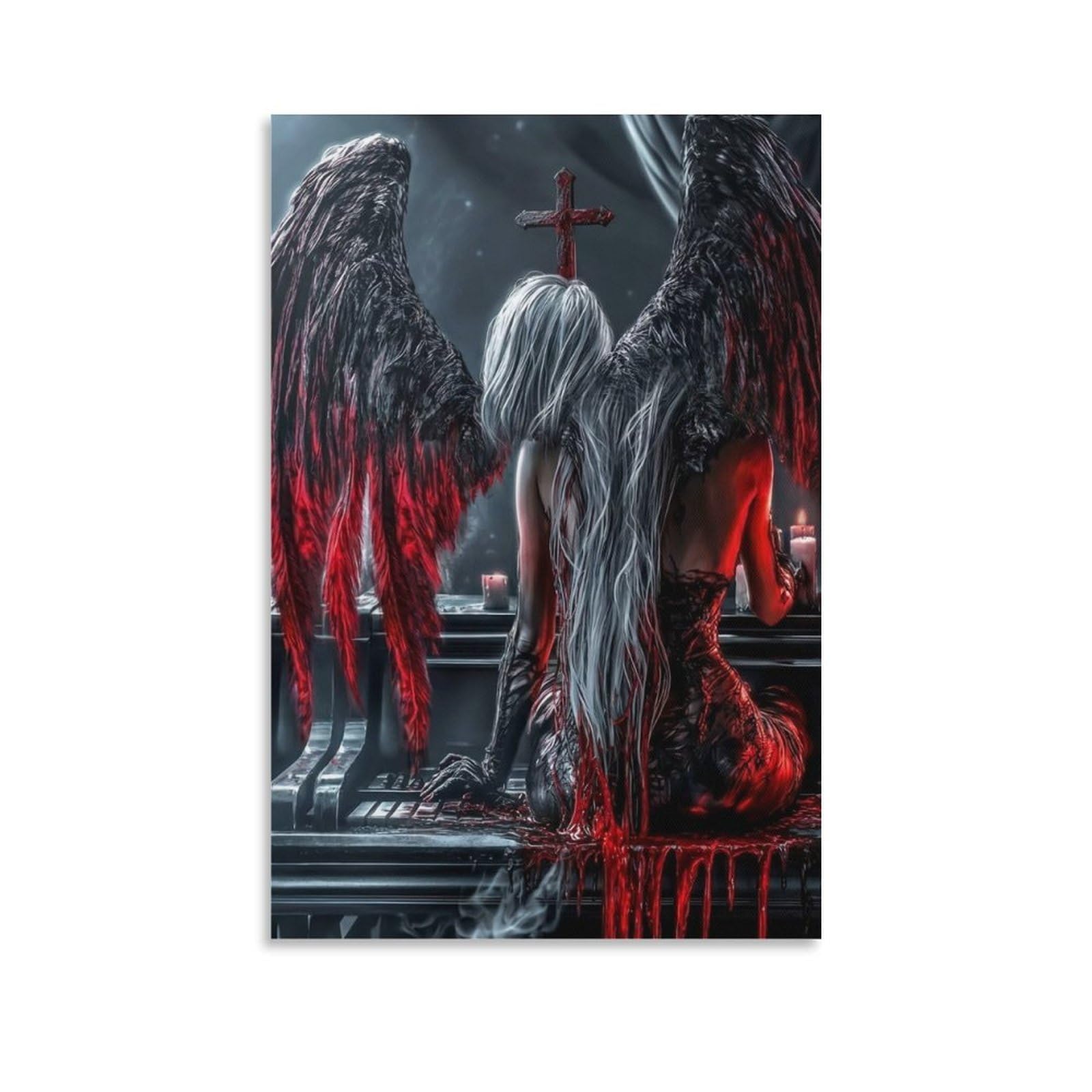 DHBANEIOK Dark Angel Scene Poster Artwork Giclee Canvas Prints Modern Wall Art Picture Wall Hanging for Living Room Bedroom Home Decorations 20x30inch(50x75cm)