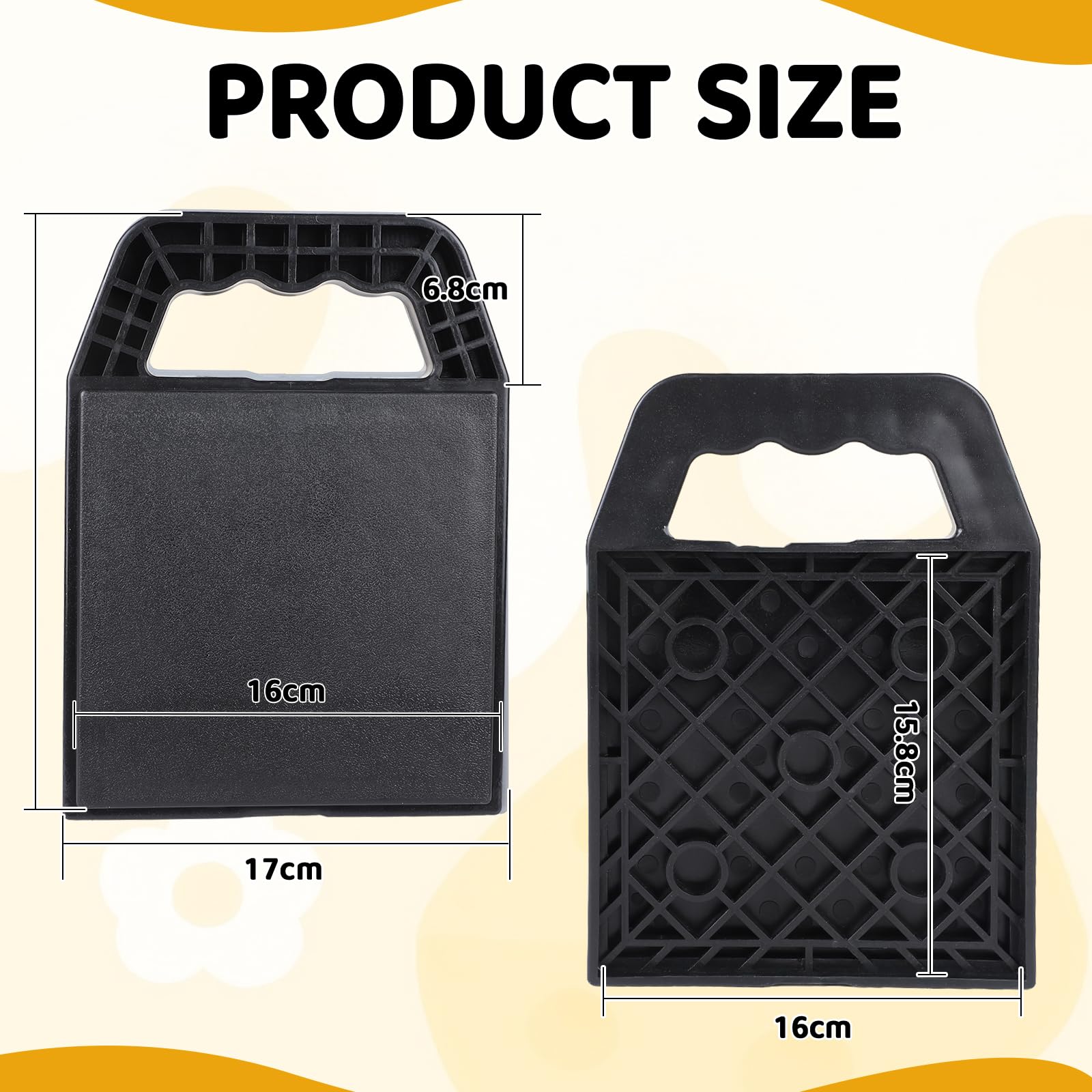 DBREAKS Lot de 4 Plaques de Support pour Caravane - 23 x 17 x 2 cm - Empilables avec Poignée - Pour Camping-car Cric - Plaques de Calage- Jack Pads - Noir