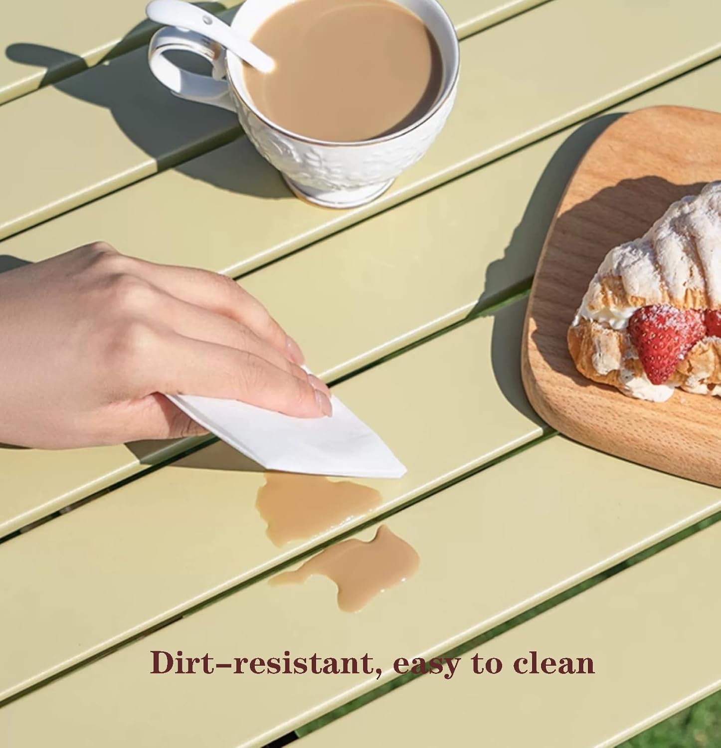 Outdoor Camp Table, Fold up Lightweight Portable, 1-4 Person Camping Folding Roll up Aluminum Table with Carry Bag,Beige