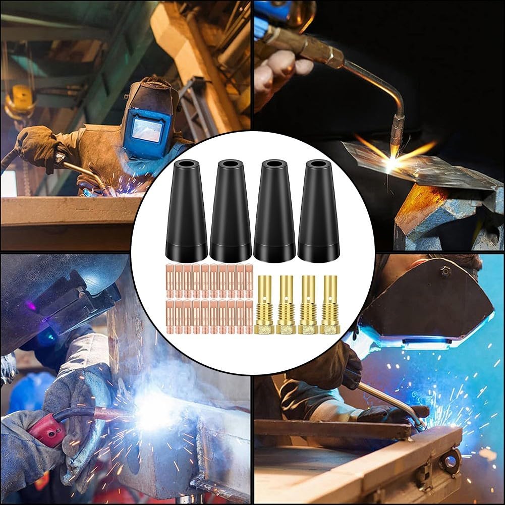 Kit di punte per ugelli senza gas per torcia di saldatura AK14 MB14, 28 pezzi, inclusi 4 ugelli e 20 punte di contatto per risultati ottimali