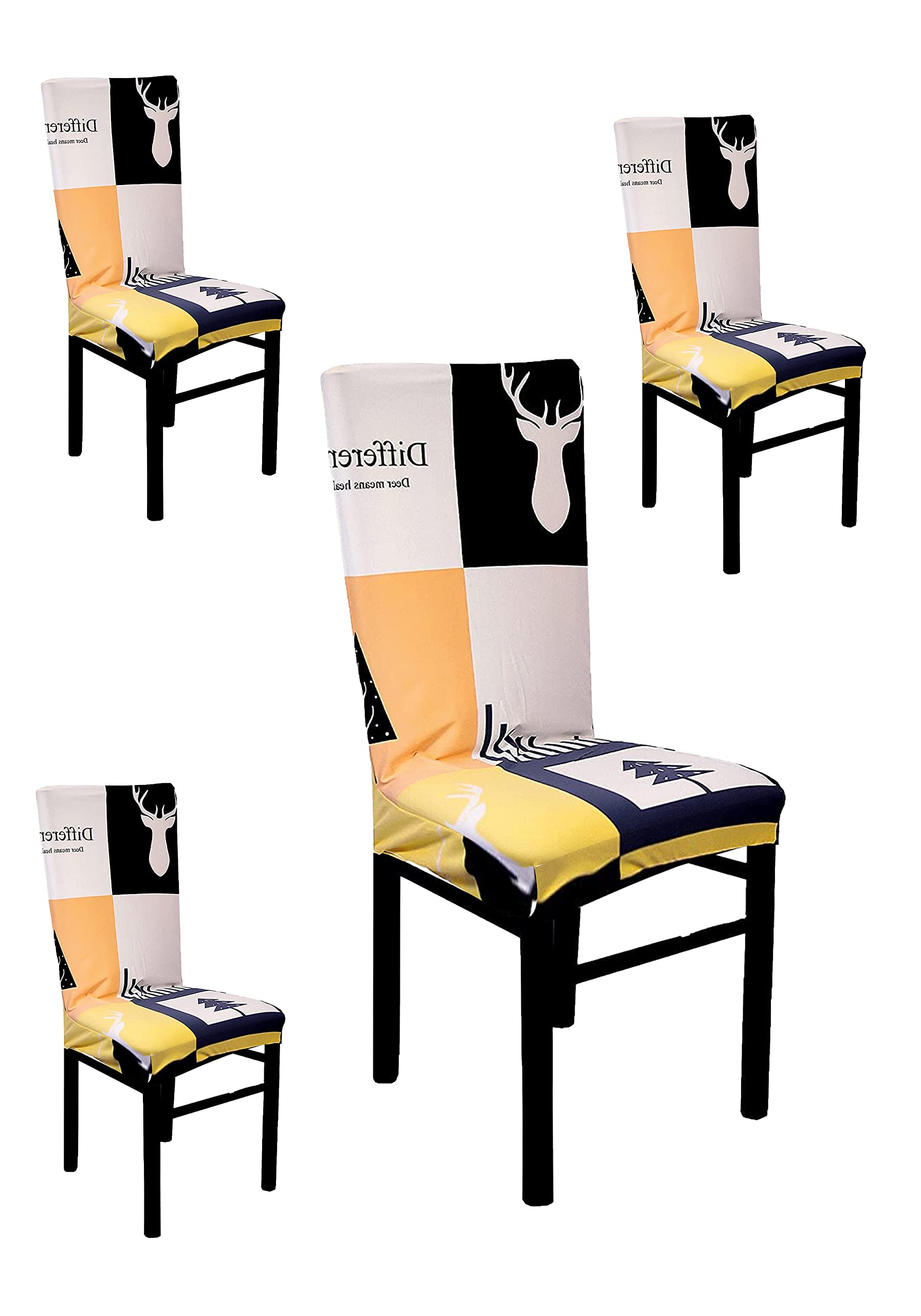 KRIVA Elastic Fitted Dining Seater Stretchable Slipcover (VK 15 White & Orange, Pack of 4) (B09JFLCW7B) Amazon Price History, Amazon Price Tracker